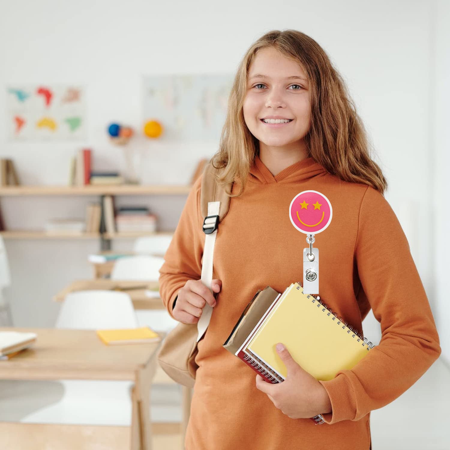 Wholesale Glitter acrylic medical retractable rotating alligator clip easy to pull